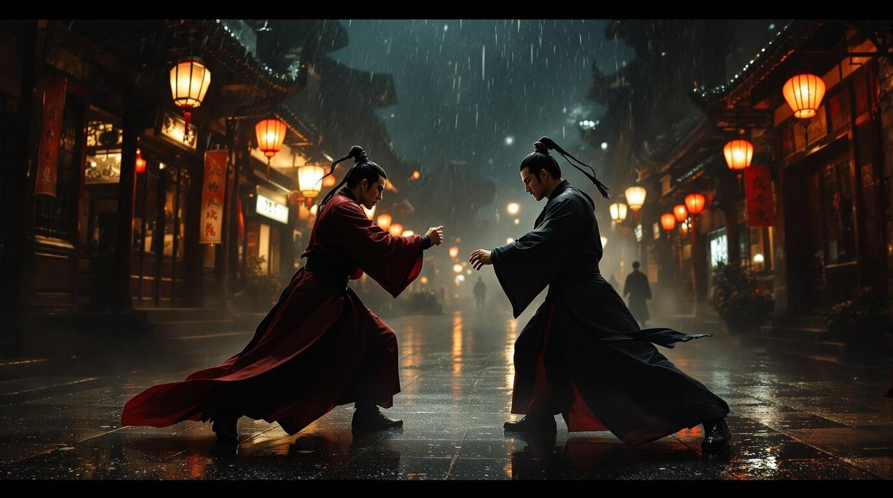 一代宗师 代表场景剧照 一代宗师 代表场景:雨夜金楼,一代宗师的武林从此散场