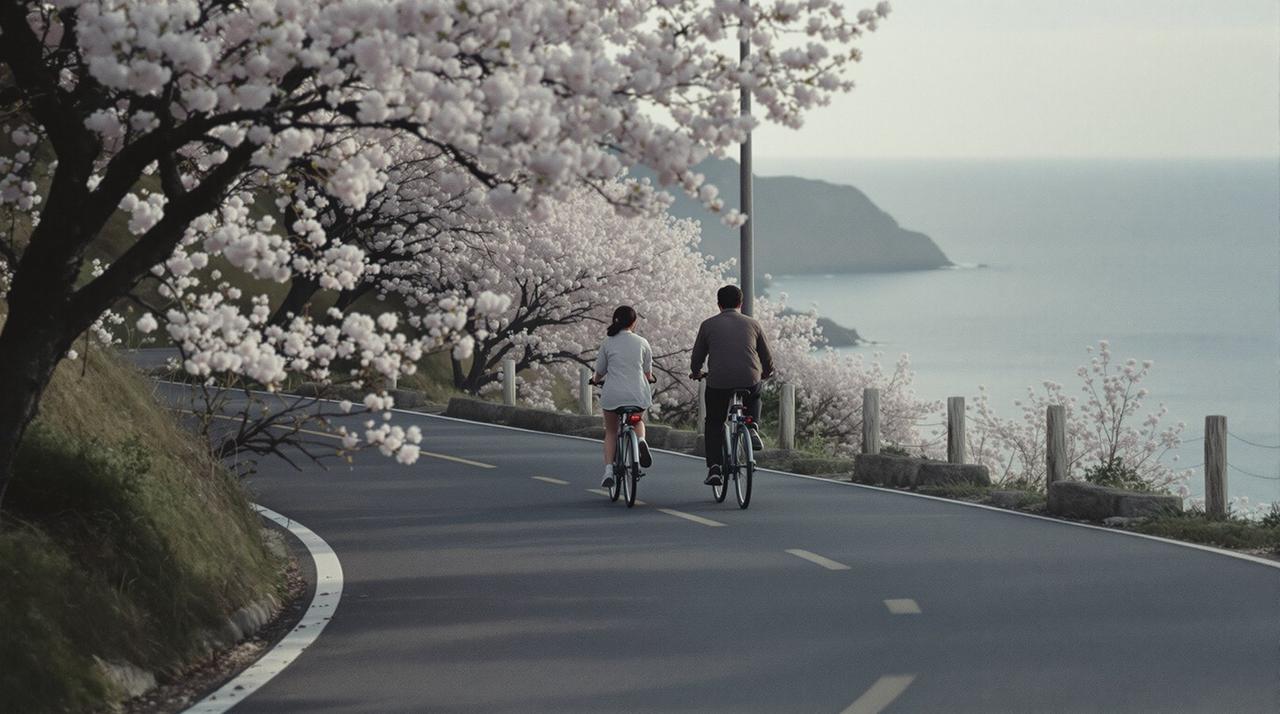 晚春 代表场景剧照 晚春 代表场景:镰仓的海岸,父女在晚春里完成各自的转身